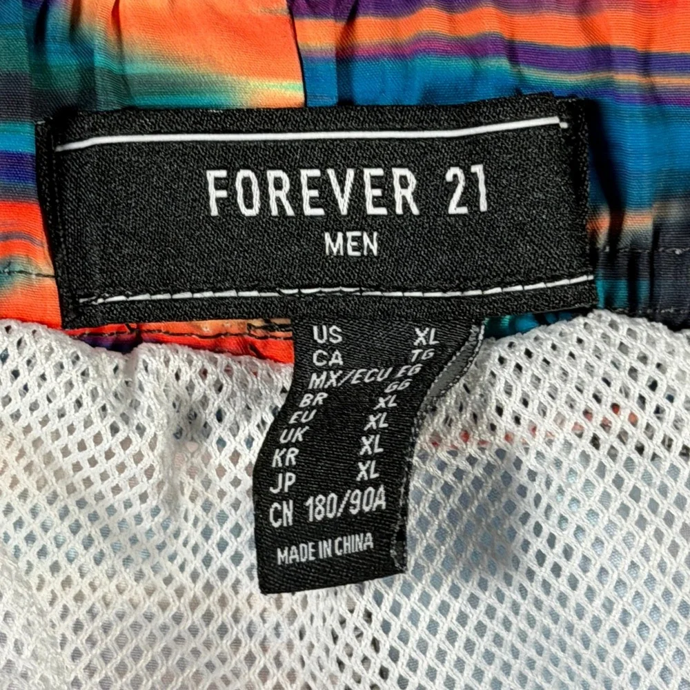 Forever‎ 21 Men XL Swim Trunks Abstract Blurred Print Multicolor Mesh Lined 4in